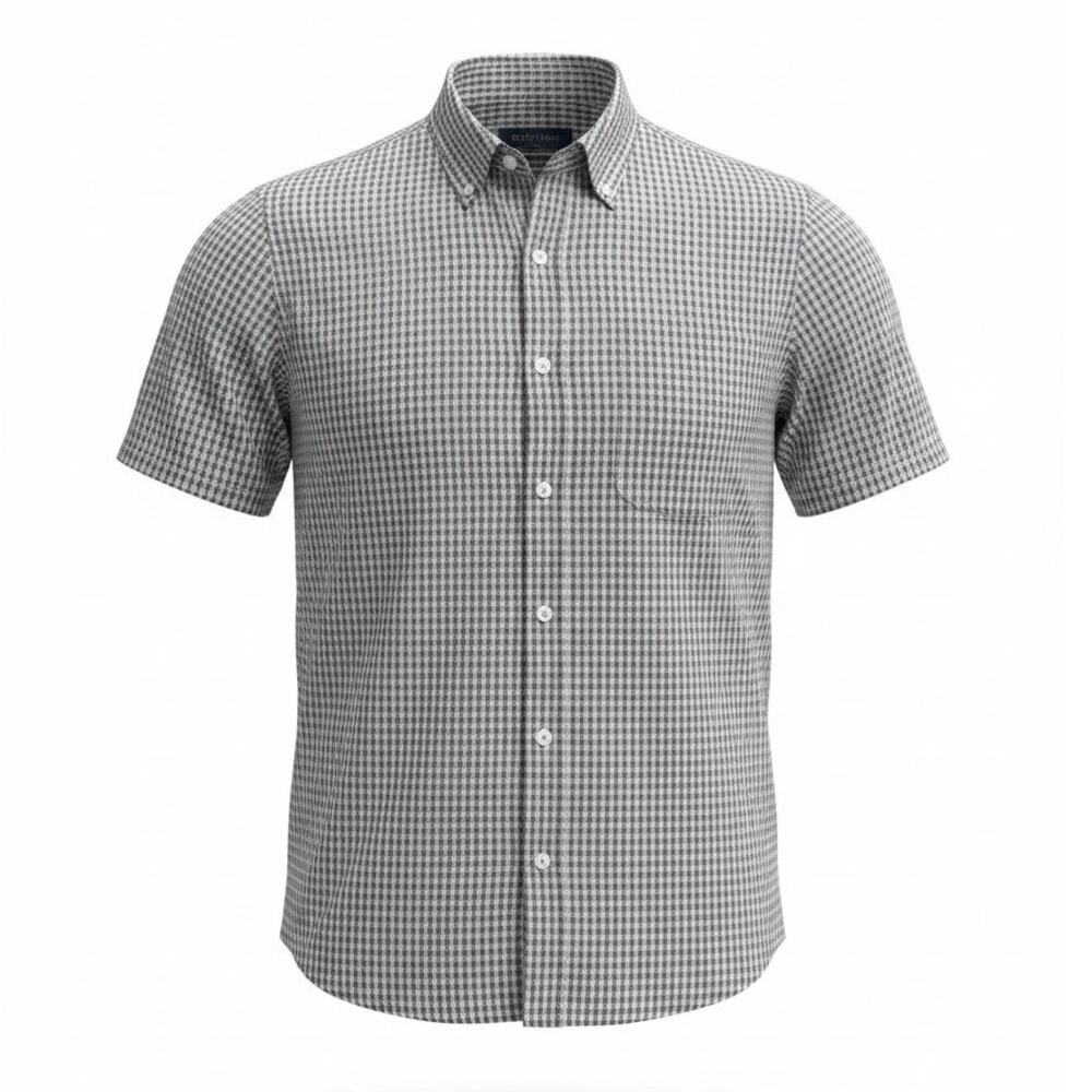 Cutter & Buck Button Down Shirt XL Black White Check Short Sleeve